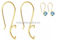 Earring findings with bail, gold plated 925 silver - x1pair