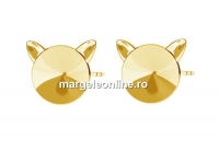 Earring findings,  gold plated 925 silver, rivoli 8mm - x1pair