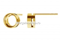 Earings for rivoli or chaton 6mm, gold plated 925 silver, 15mm - x1pair