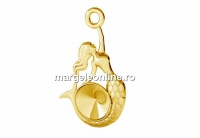 Pendant base, gold plated 925 silver, mermaid, rivoli 6mm - x1
