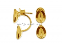 Earring findings, gold plated 925 silver, for 2 Swarovski 4320 10x7mm - x1pair