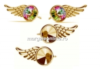 Earring findings angel wings, gold plated 925 silver, rivoli 6mm - x1pair