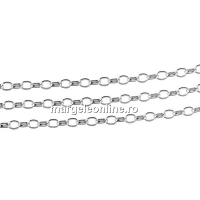 Chain, per foot, 925 silver, oval jump rings, 50cm - x1