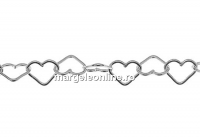 Lant metraj argint 925, zale inima, 50cm - x1