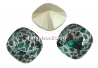 Swarovski, fancy square, emerald silver patina, 12mm - x1