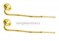 Earring findings, gold plated 925 silver, chaton 8mm, 925 silver - x1pair