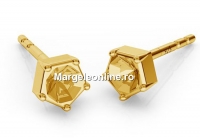 Earring findings, gold plated 925 silver, chaton 3mm, 925 silver - x1pair