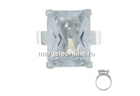 Inel cu cristal zirconia 16x12 , argint 925, interior 19mm   - x1