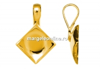 Pendant base, gold plated 925 silver, for 2493 square cabochon 10mm - x1