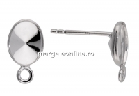 Earring findings, 925 silver, fancy rivoli 8x6mm - x1pair