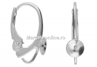Earring findings, cup 5mm, 925 silver, 17.5mm - x1pair