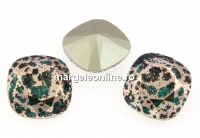 Swarovski, fancy square, emerald rose patina, 12mm - x1