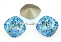 Swarovski, fancy square, aquamarine white patina, 12mm - x1