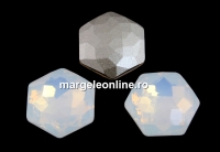 Swarovski 4683, fantasy hexagon, white opal, 8mm - x2