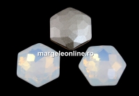 Swarovski 4683, fantasy hexagon, white opal, 12mm - x1