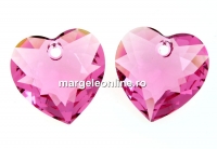 Swarovski, heart pendant, rose, 8mm - x2