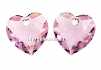 Swarovski, pandantiv inima, light amethyst, 10.5mm - x2