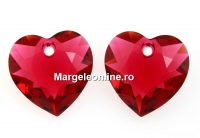 Swarovski, heart pendant, scarlet, 8mm - x2