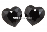 Swarovski, heart pendant, jet, 14.5mm - x1