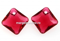 Swarovski, pandantiv Princess cut, scarlet, 11.5mm - x1