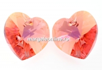 Swarovski, pandantiv inima, rose peach shimmer, 10mm - x2