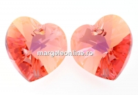 Swarovski, pandantiv inima, rose peach shimmer, 14mm - x2