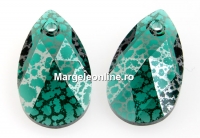 Swarovski, pandantiv picatura, emerald silver patina, 22mm - x1