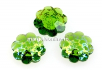 Swarovski, marguerite flower, fern green white patina, 12mm - x4