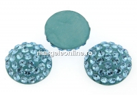 Swarovski, pave cabochon, aquamarine, 8mm - x1