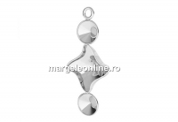 Pendant base, 925 silver, rivoli 6mm and fancy twister 10.5mm - x1