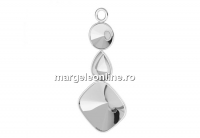 Pendant base, 925 silver, rivoli 6mm and fancy drop and square - x1