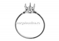 Ring base, 925 silver, chaton 6mm, inside 18.6mm - x1