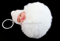 Breloc, bebe puf, alb, 10cm - x1