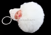 Breloc pentru geanta, bebe puf, alb, 10cm - x1