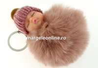 Breloc pentru geanta, bebe puf, blush roze, 10cm - x1