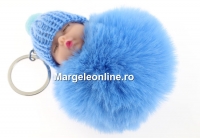 Breloc, bebe puf, bleu ciel, 10cm - x1