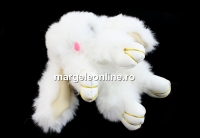 Breloc, bunny puf, alb, 10cm - x1