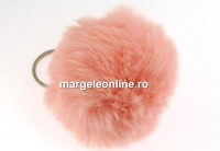 Breloc pentru geanta, mini puf, peach, 7cm - x1