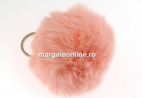 Breloc, mini puf, peach, 7cm - x1