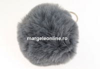 Breloc, maxi puf, gri argintiu, 9cm - x1