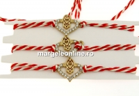 Bratara martisor, inima cu mana lui Fatima cu cristale, 24x16mm - x3