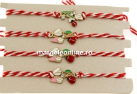 Bratara martisor, ghiocei cu cristale, 22x11mm - x4