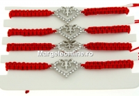 Bratara martisor, inima cu fluturas cu cristale, 21x14mm - x4