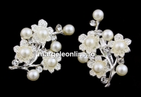 Brosa, cu cristale si perle, 40x28mm - x3