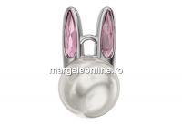 Swarovski, pandantiv Bubbly Bunny, white pearl, 15mm - x1
