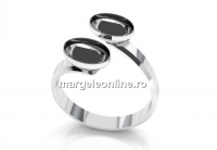 Ring base, 925 silver, for 2 fancy rivoli 4122, 8x6mm, adjustable, - x1