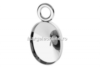 Pendant base, 925 silver, 4122 fancy rivoli 8x6mm - x2