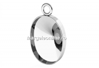 Pendant base, 925 silver, 4122 fancy rivoli 14x10mm - x1