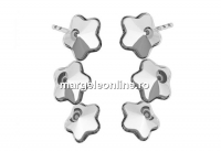Earring base, 925 silver, 3 fancy flower 6mm - x1pair