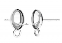 Earring findings, 925 silver, 4120 fancy rivoli 8x6mm - x1pair